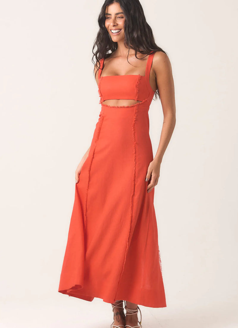 Vestido de Linho urucum Paloma