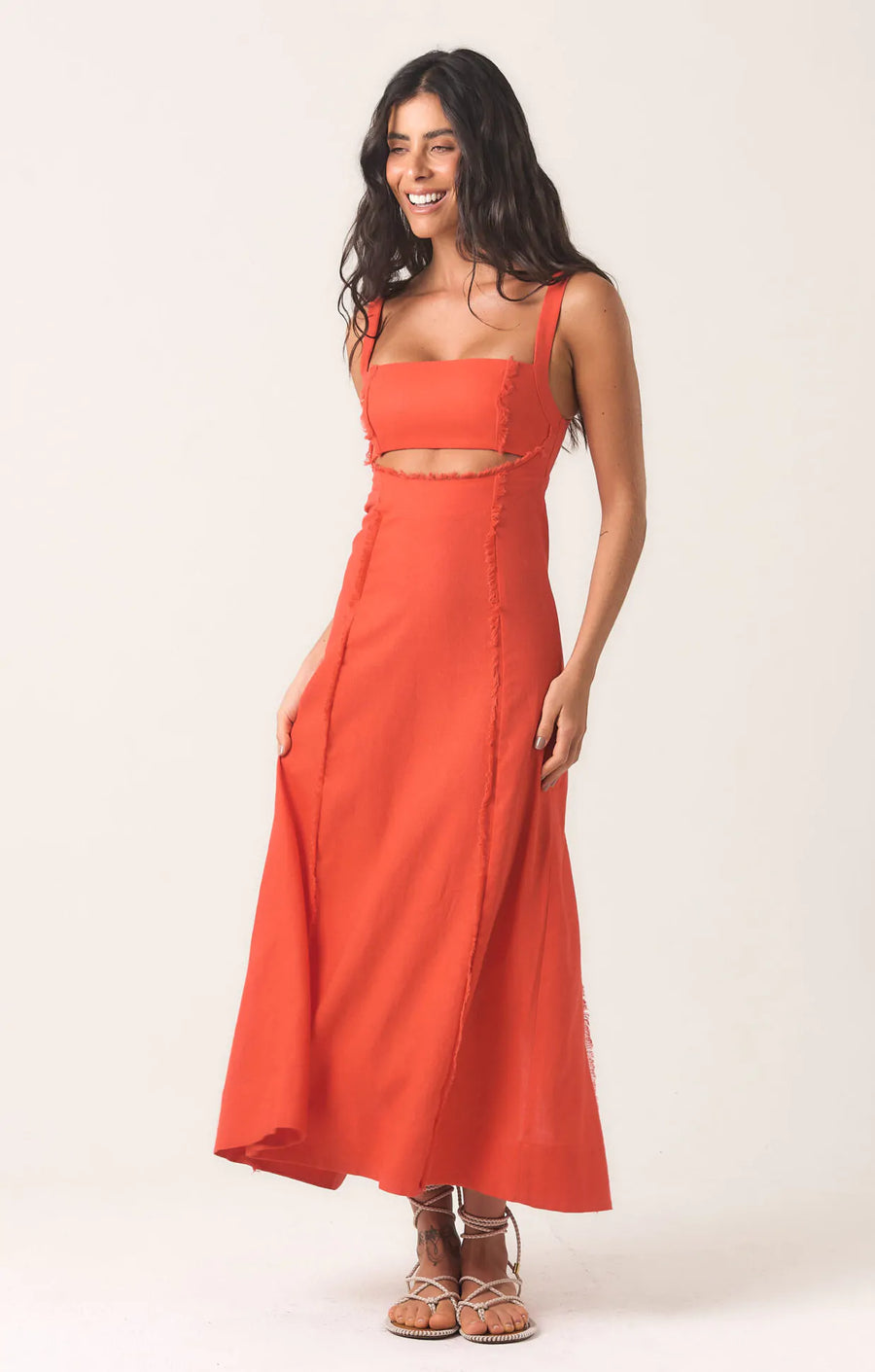 Vestido de Linho urucum Paloma