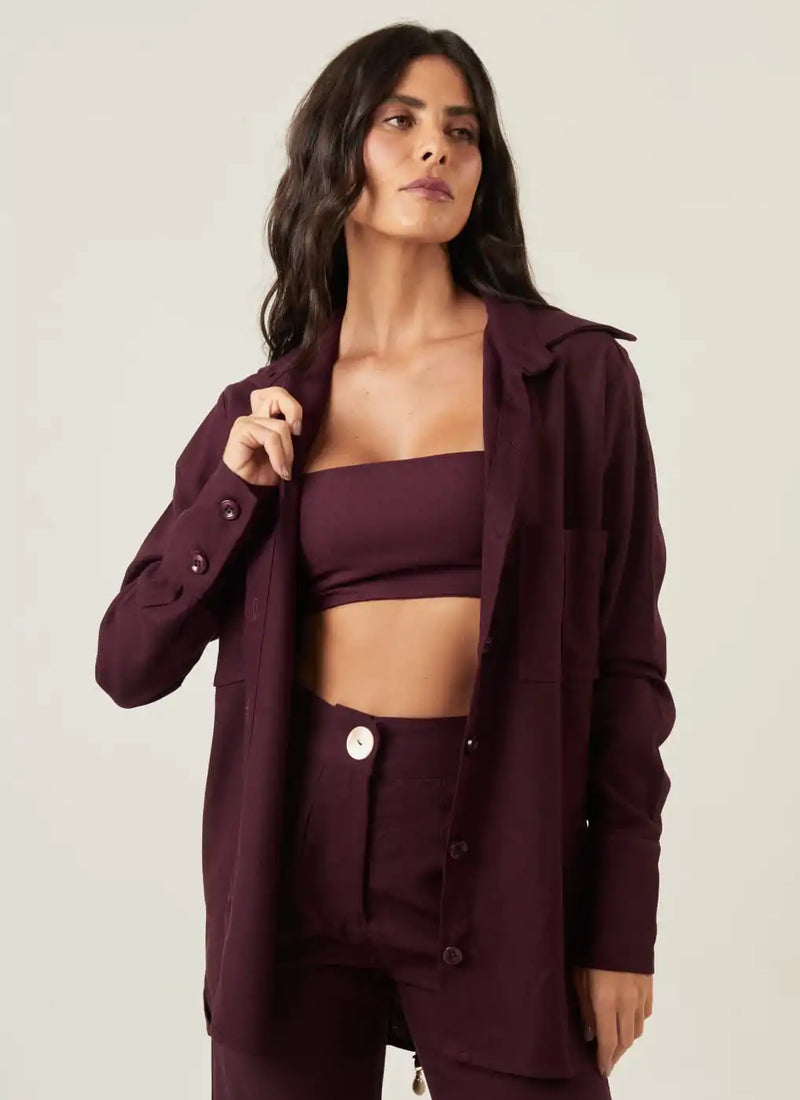 Camisa de linho jabuticaba Clarice