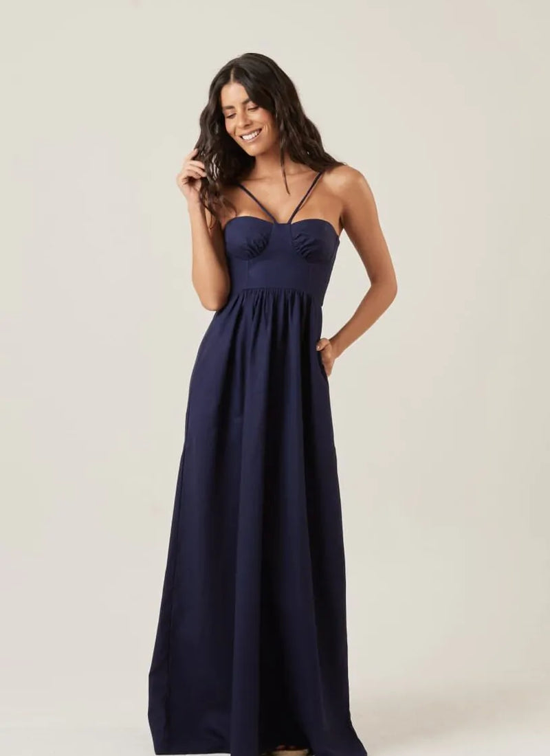 Vestido de Linho marinho Rita