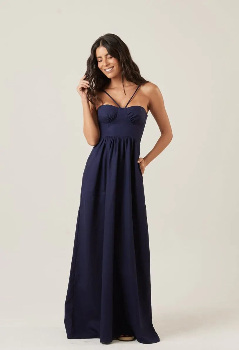 Vestido de Linho marinho Rita