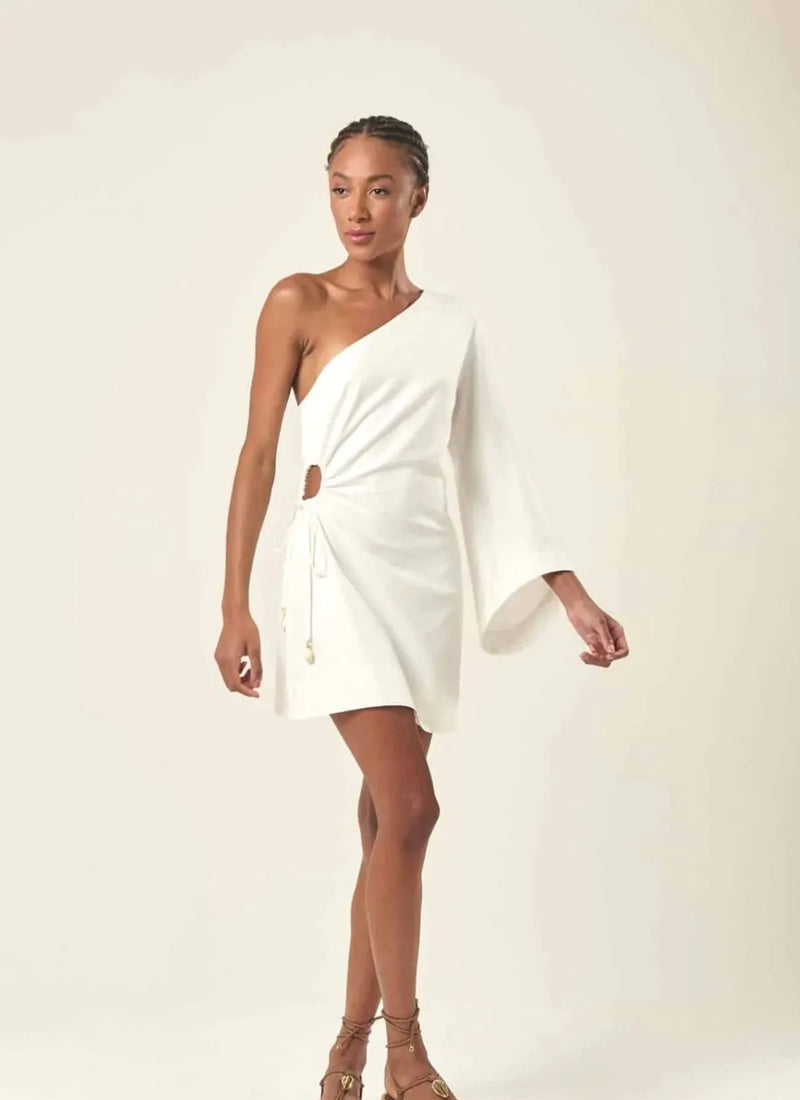 Vestido de linho off-white Camila