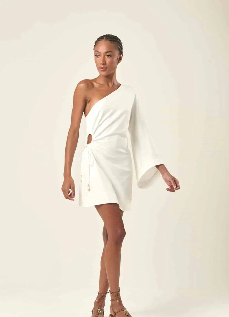 Vestido de linho off-white Camila