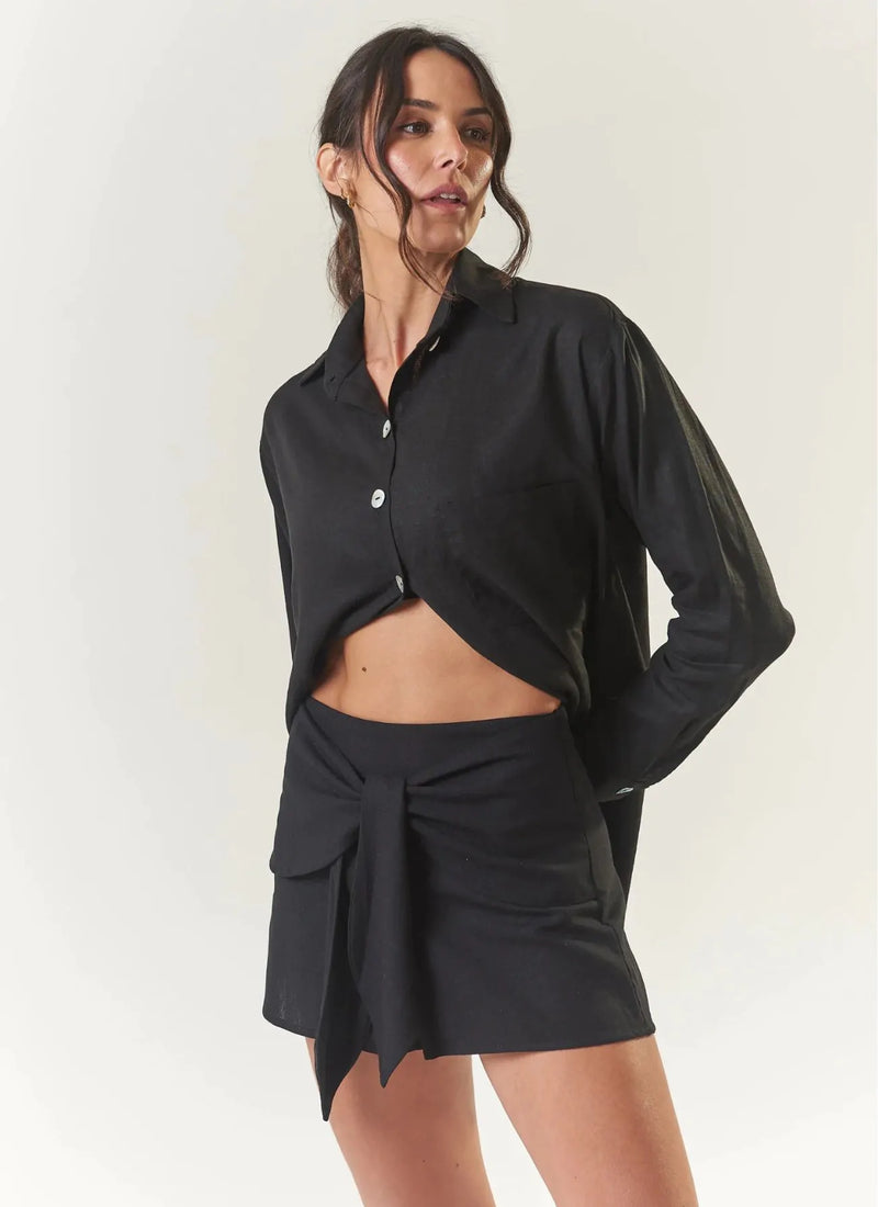 Short de linho preto Sophia