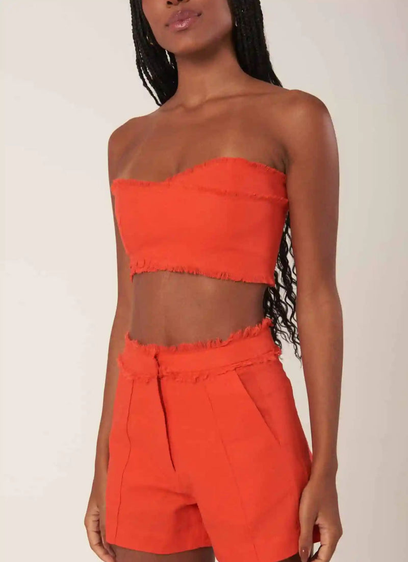 Top de Linho laranja-urucum Milena