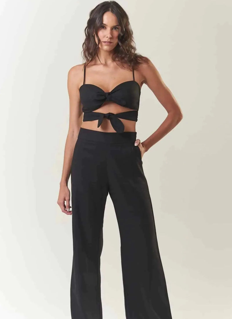 Calça de linho preto Gisela