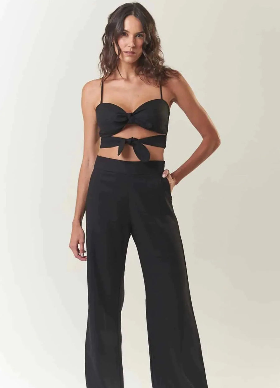 Calça de linho preto Gisela