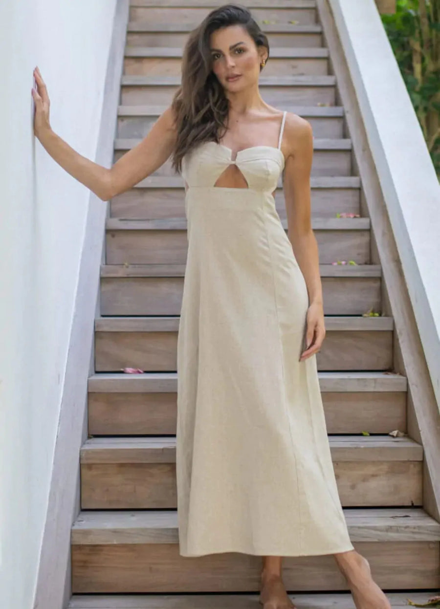 Vestido de Linho areia Alana