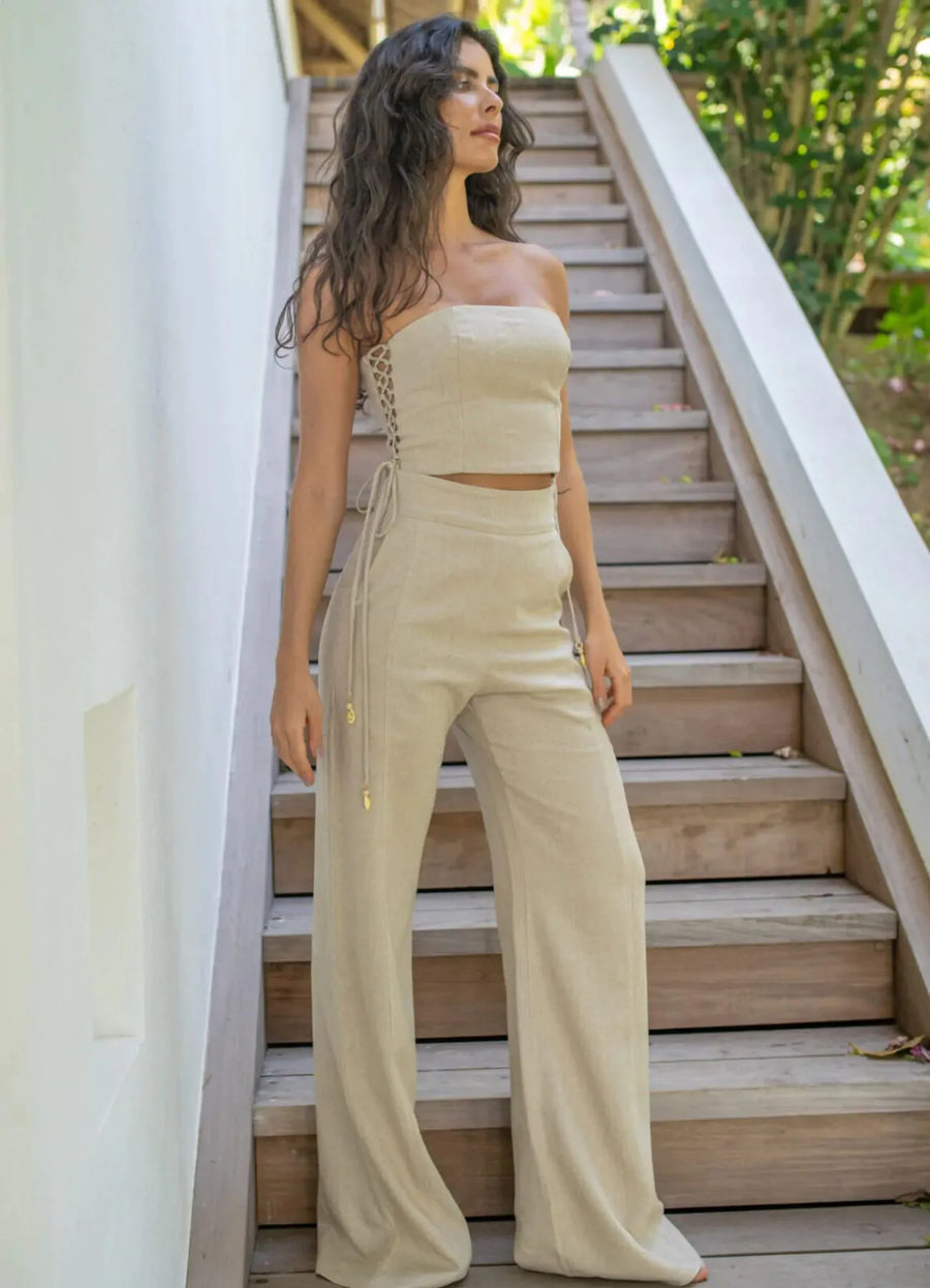 Calça de linho areia Gisela