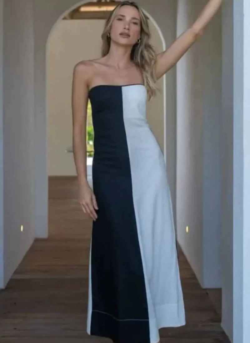 Vestido de Linho bicolor Maia