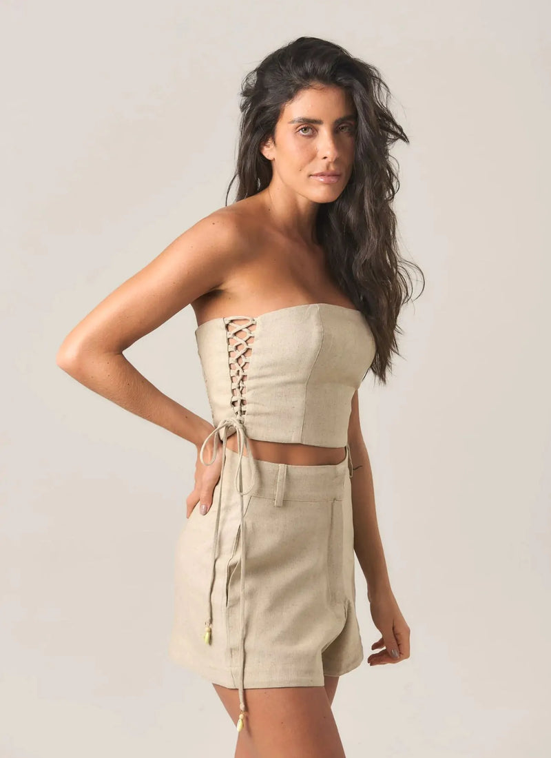 Top de linho areia Marcela