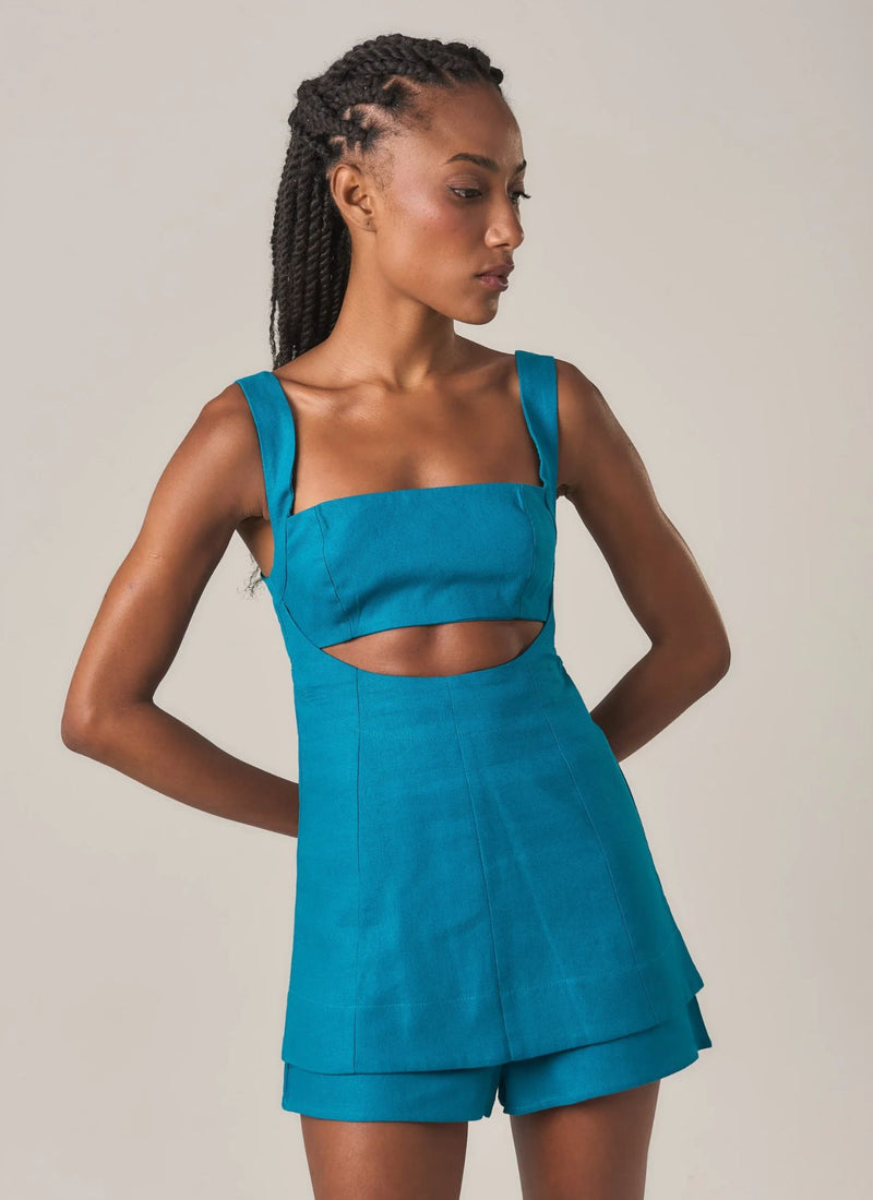 Bata de linho azul-netuno Lara