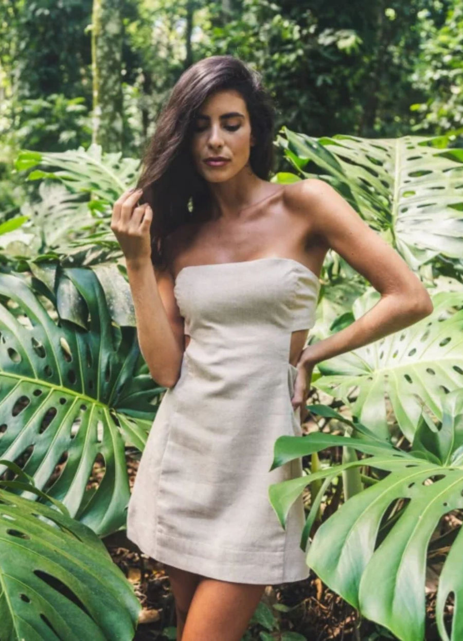 Vestido de linho areia Bia