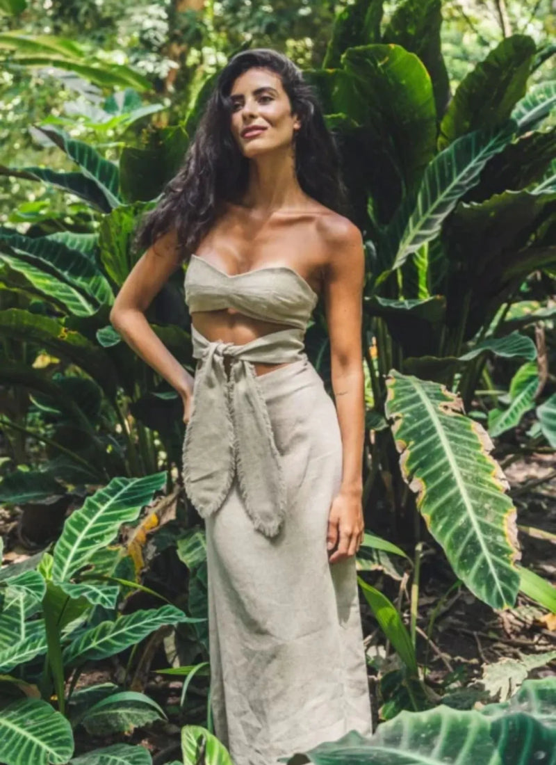 Vestido de linho areia Agata