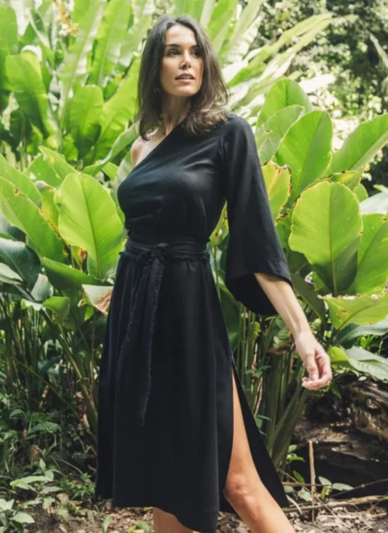 Vestido de linho preto Milena