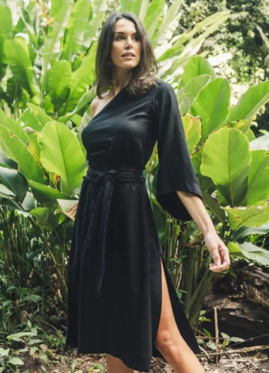 Vestido de linho preto Milena