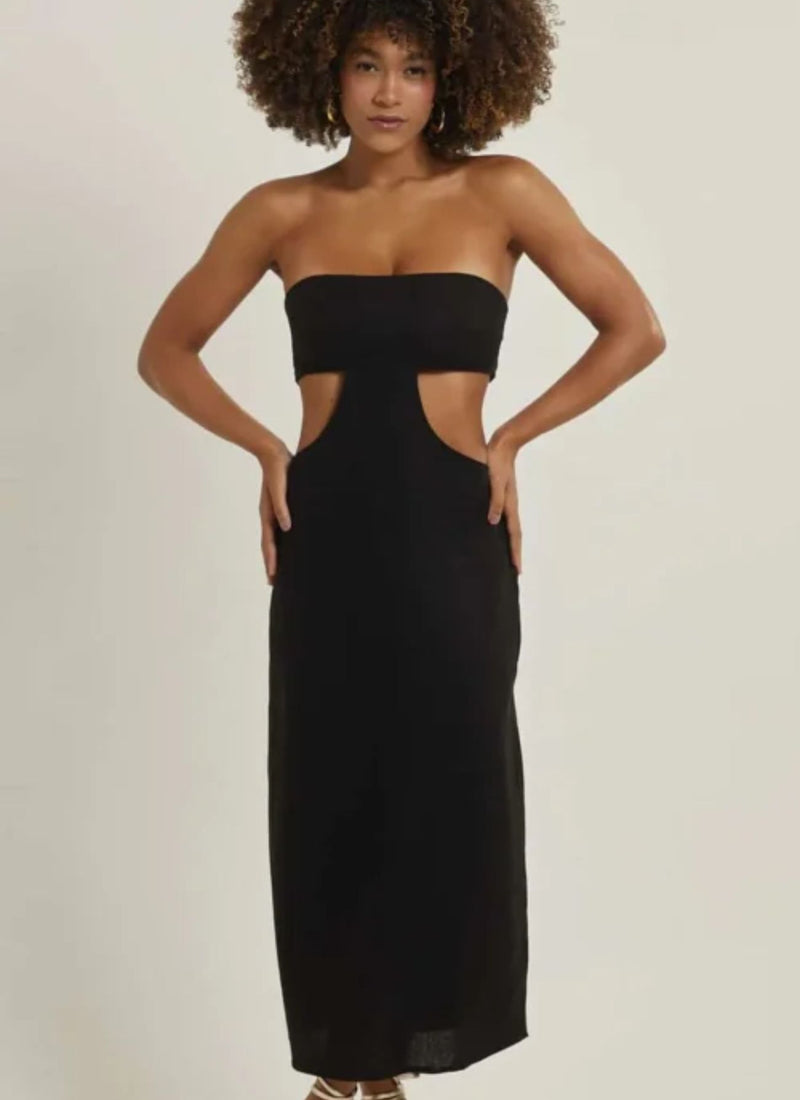 Vestido de linho preto Duda