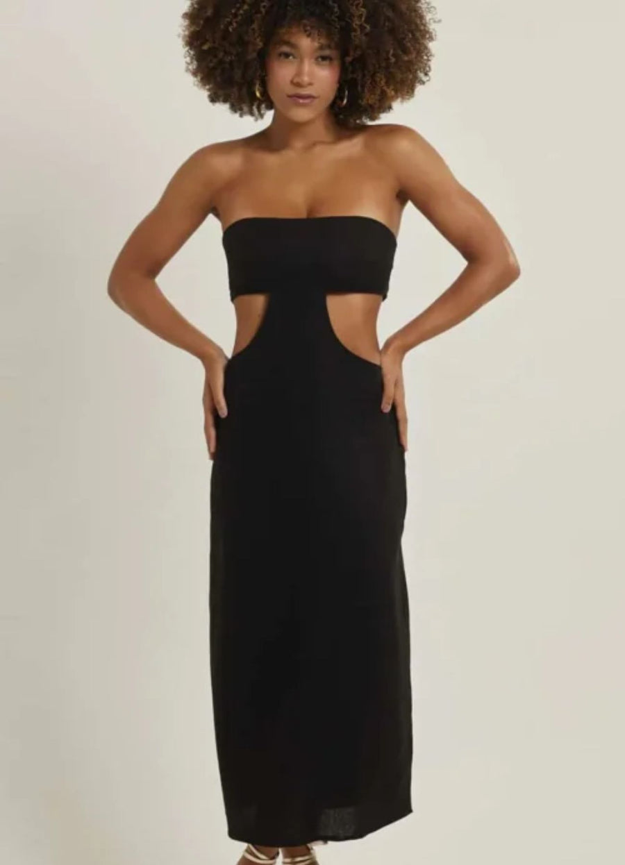 Vestido de linho preto Duda
