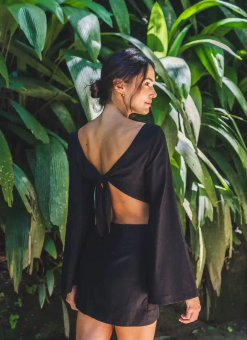 Vestido de linho preto Mari