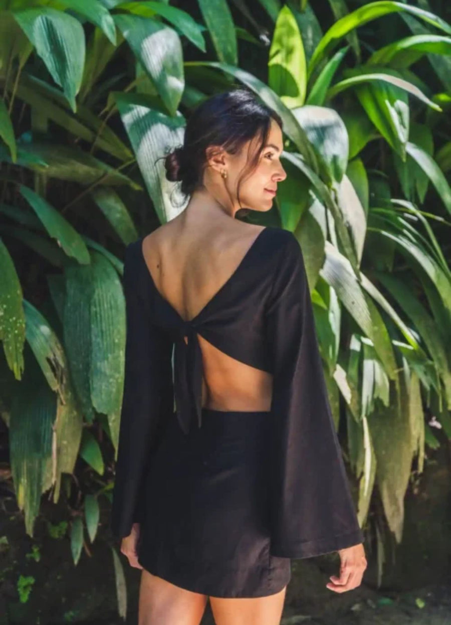 Vestido de linho preto Mari