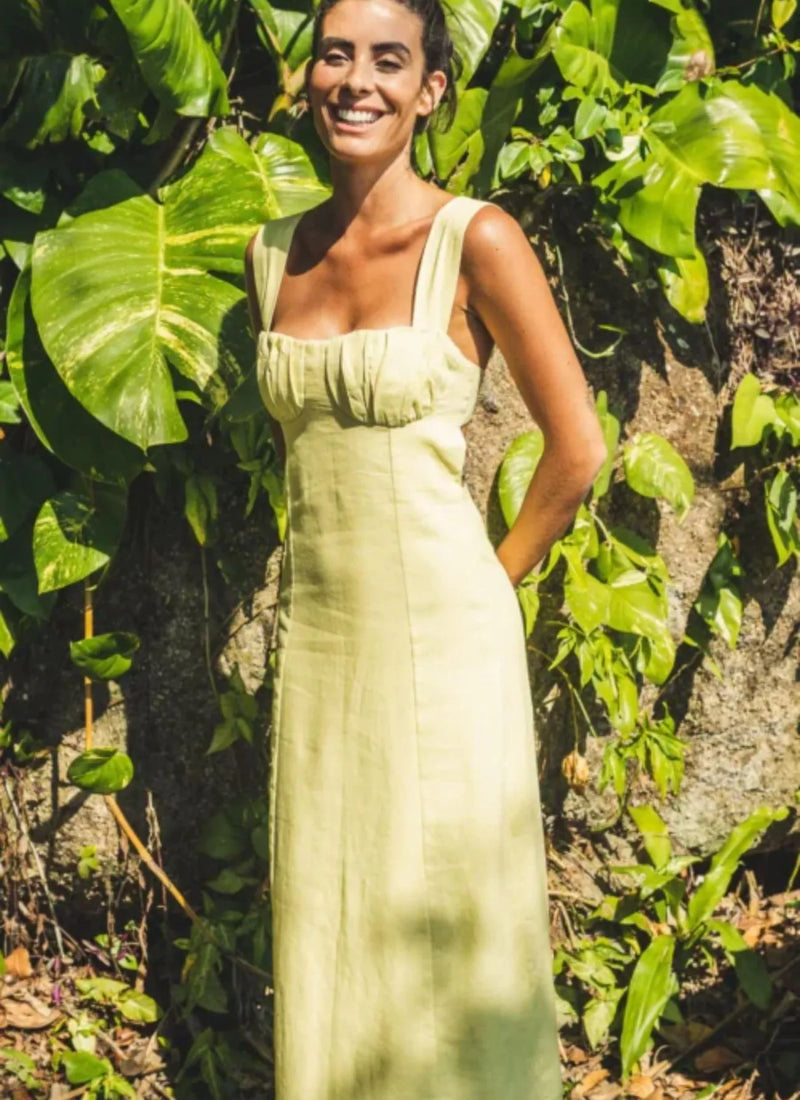 Vestido de Linho verde-melão Nick