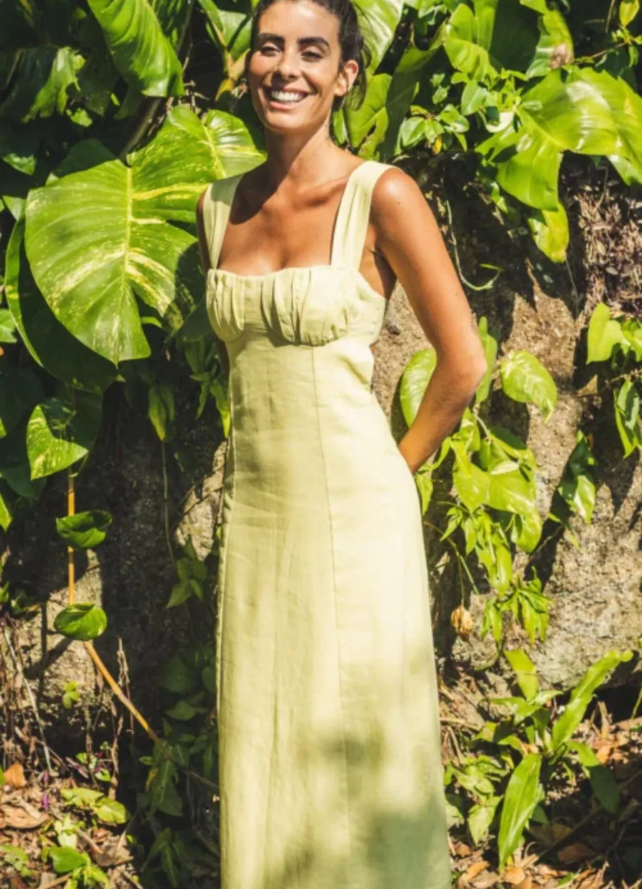 Vestido de Linho verde-melão Nick