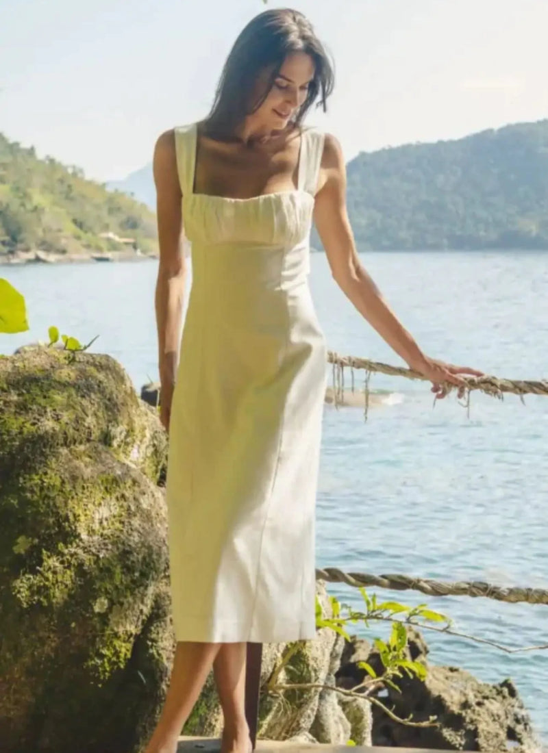 Vestido de Linho off-white Nick