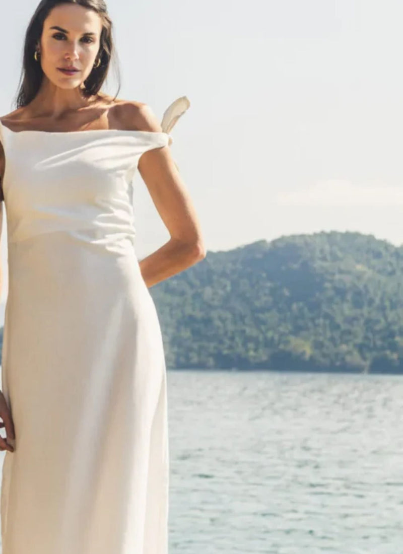 Vestido de Linho off-white Flávia