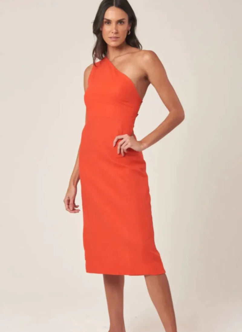 Vestido de Linho laranja-urucum Tom