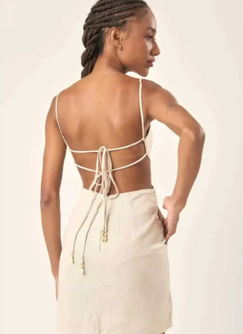 Vestido de linho areia Helena