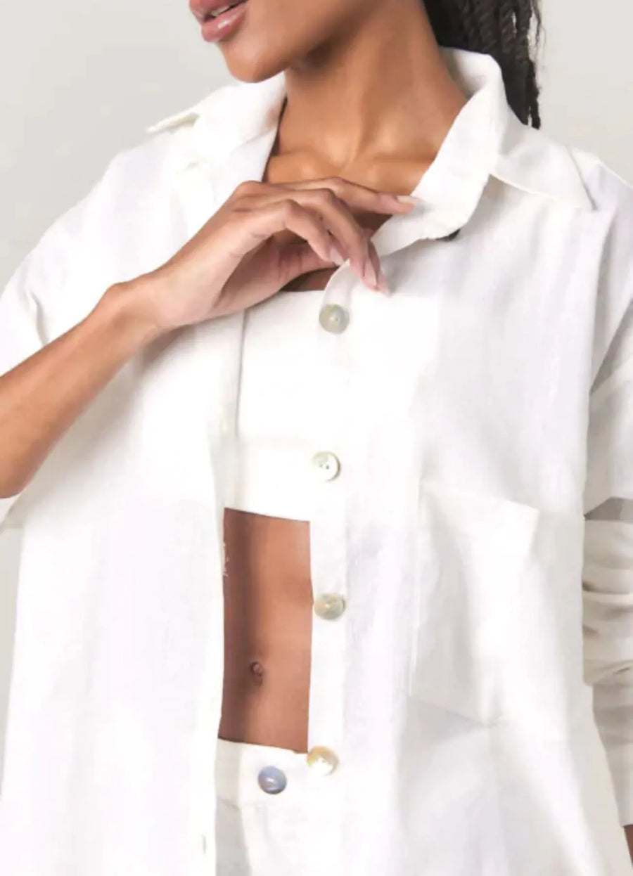 Camisa de linho off-white Ísis