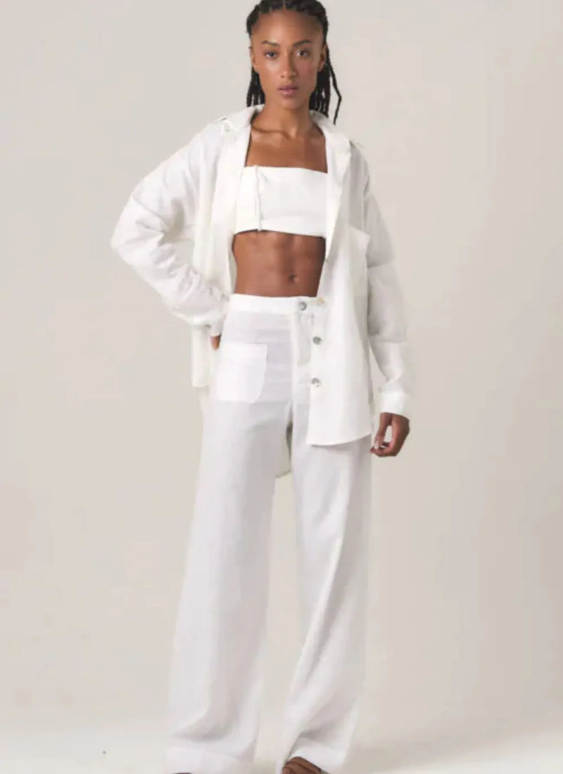 Calça de linho off-white Isis