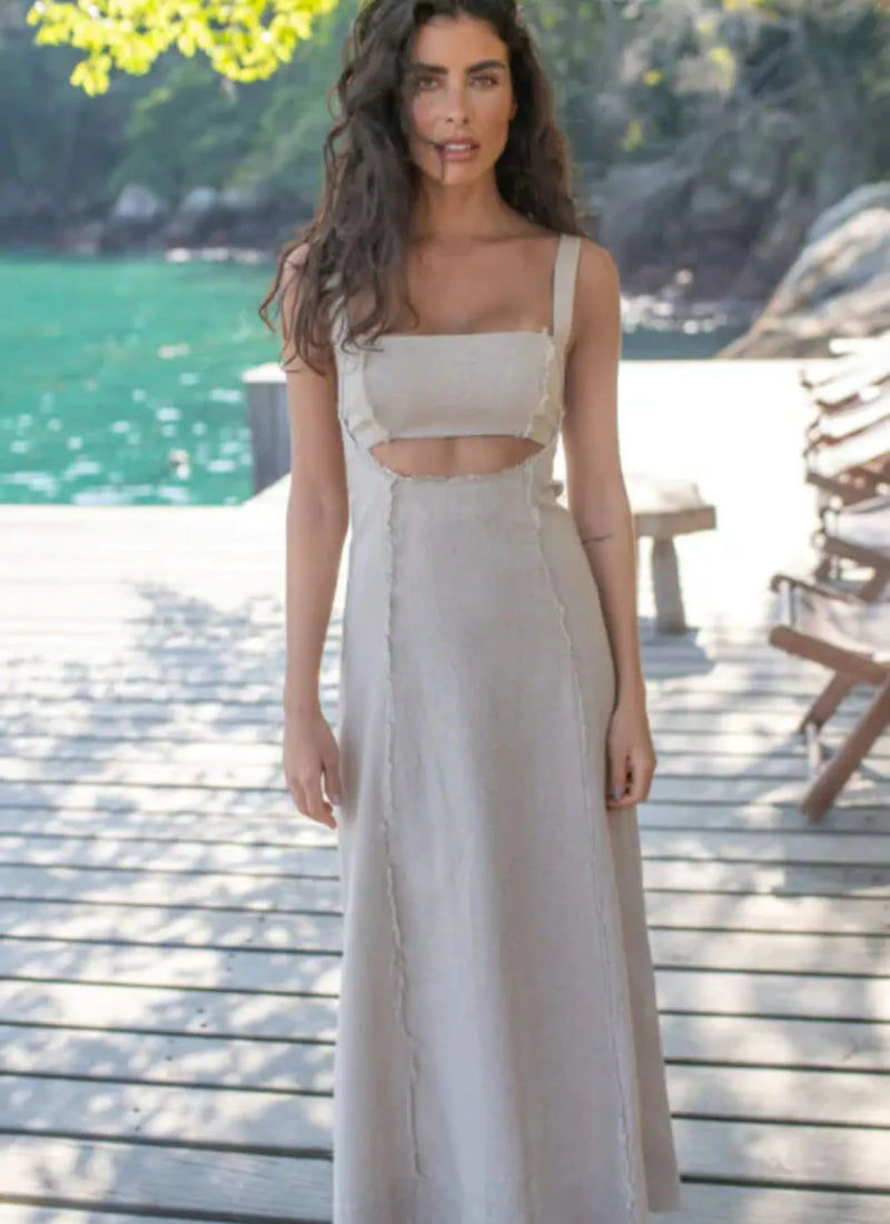 Vestido de Linho areia Paloma