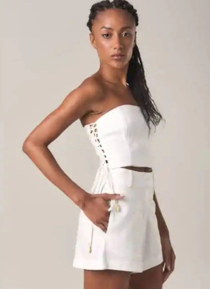 Top de linho off-white Marcela