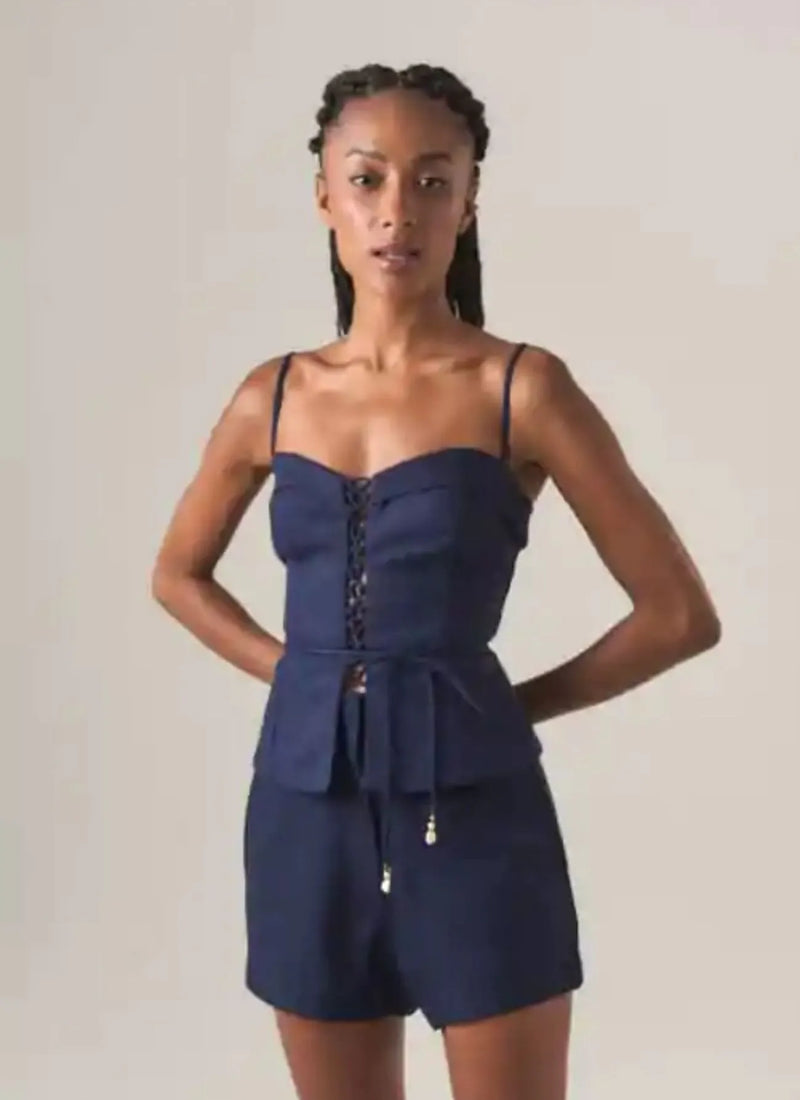 Top de linho marinho Cleo