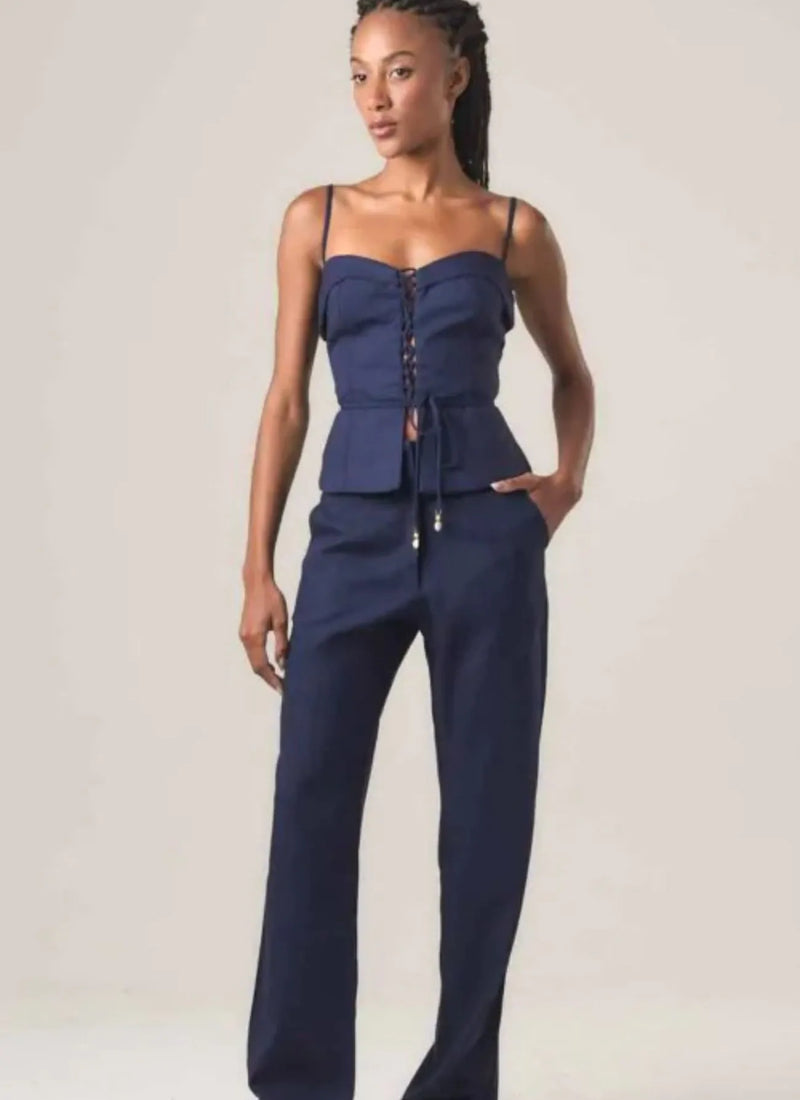 Calça de linho marinho Elisa