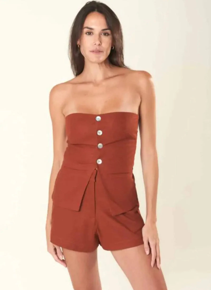 Top de linho terracota Mariana