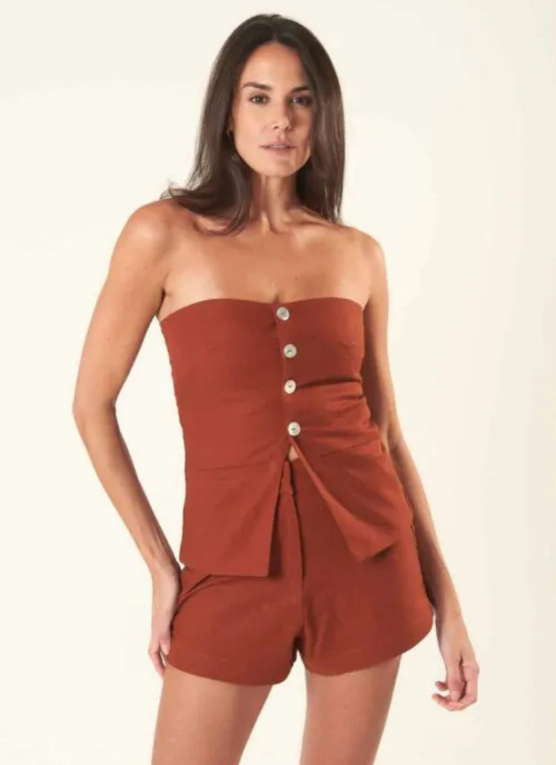 Top de linho terracota Mariana