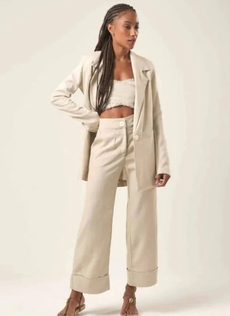 Blazer de linho areia Roberta