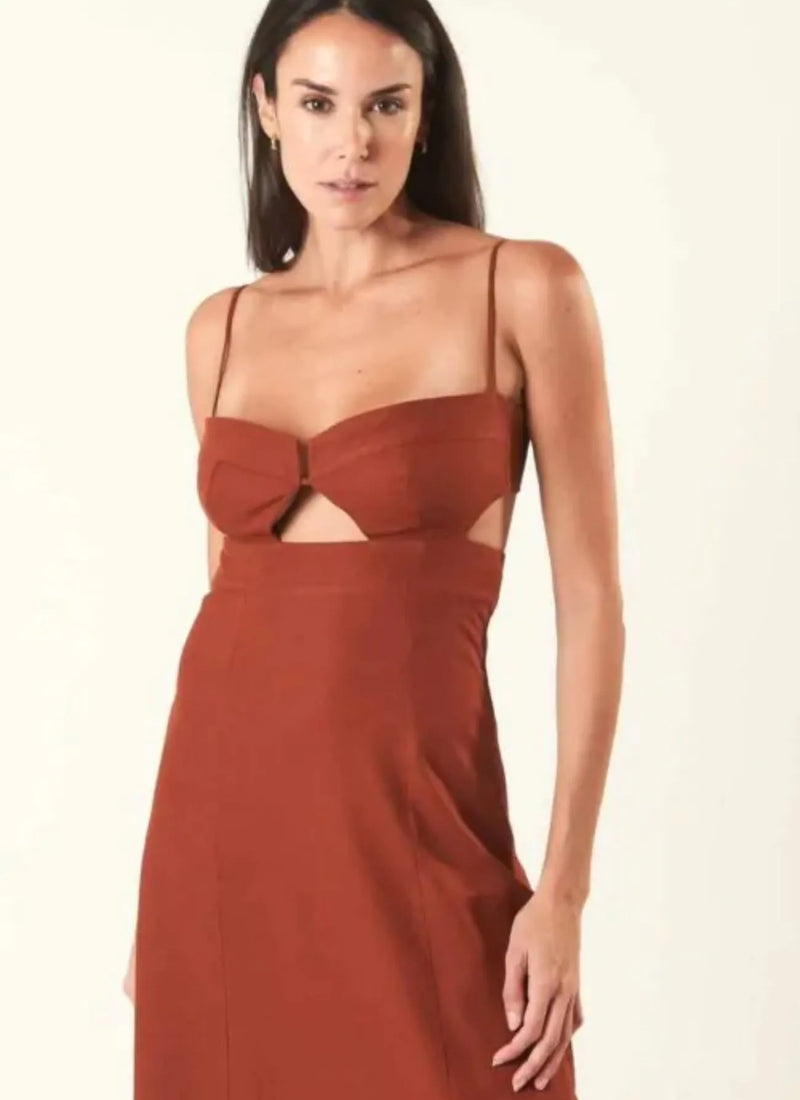 Vestido de Linho terracota Alana