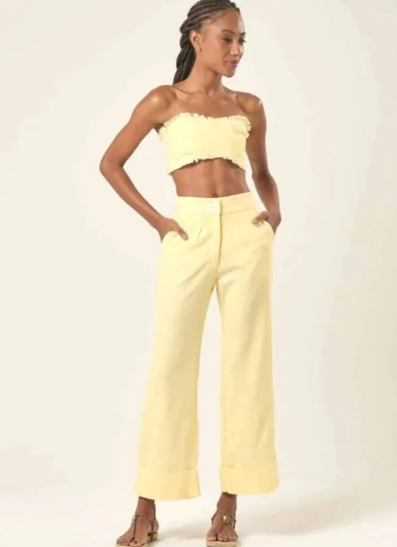 Calça de linho baunilha Julia