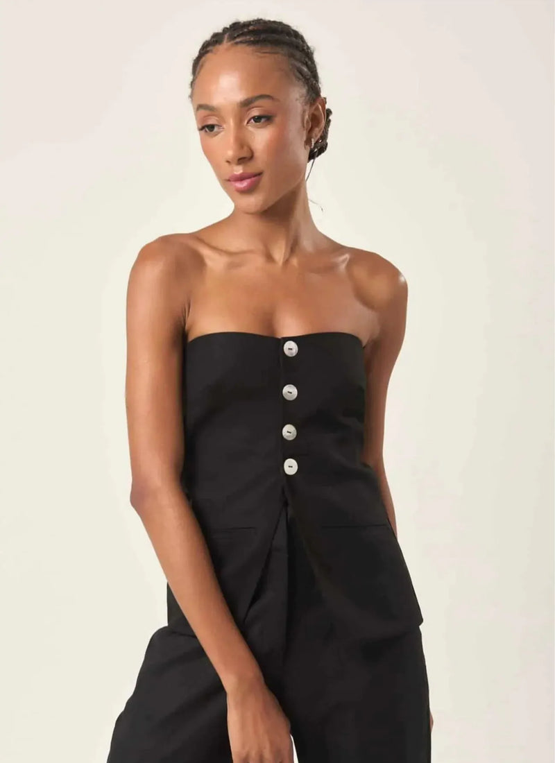 Top de linho preto Mariana