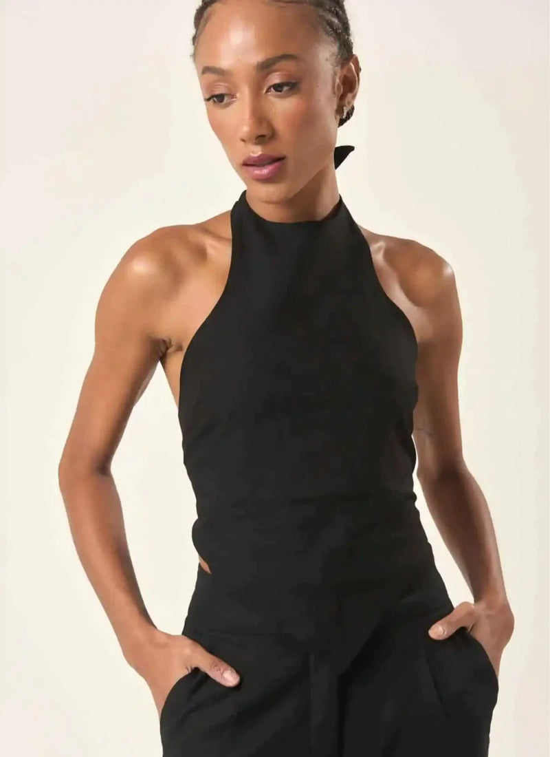 Top de linho preto Amber