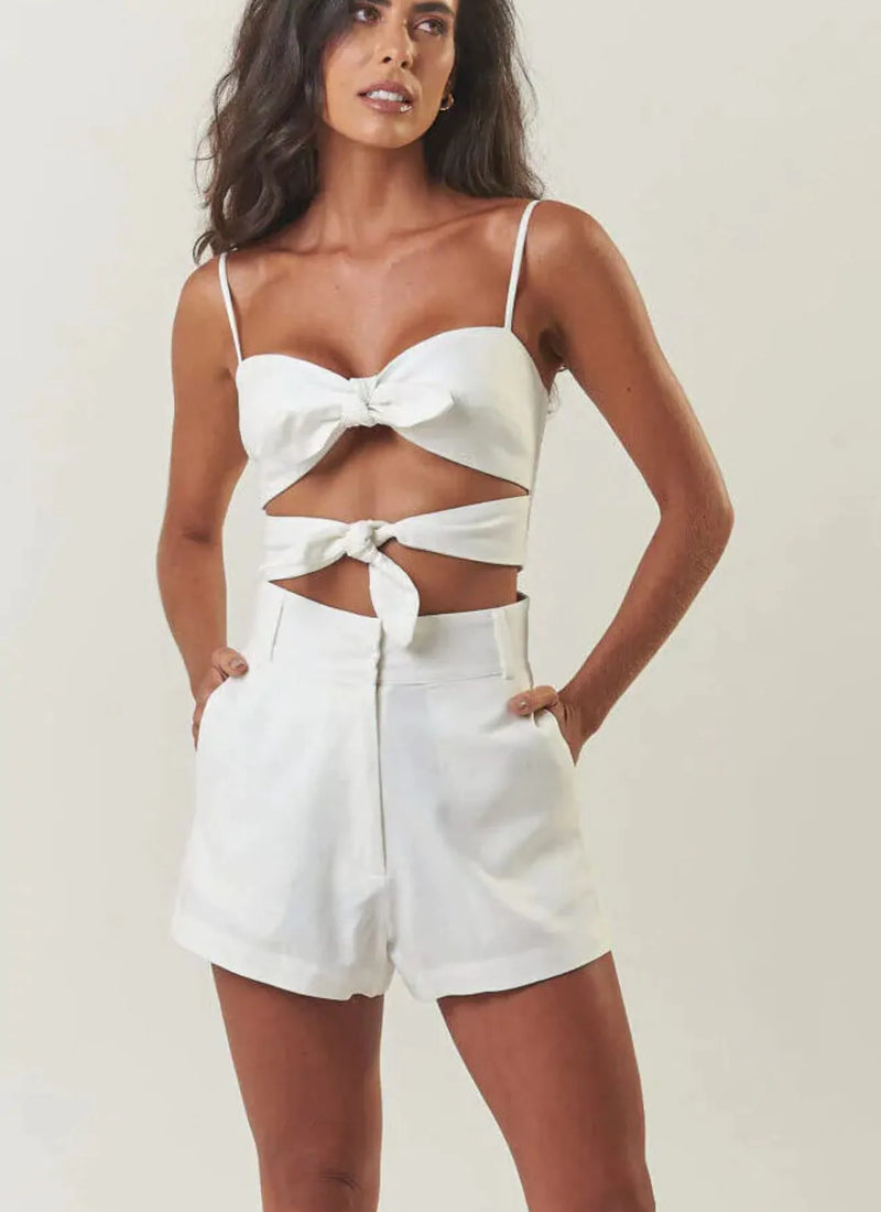 Top de linho off-white Joana