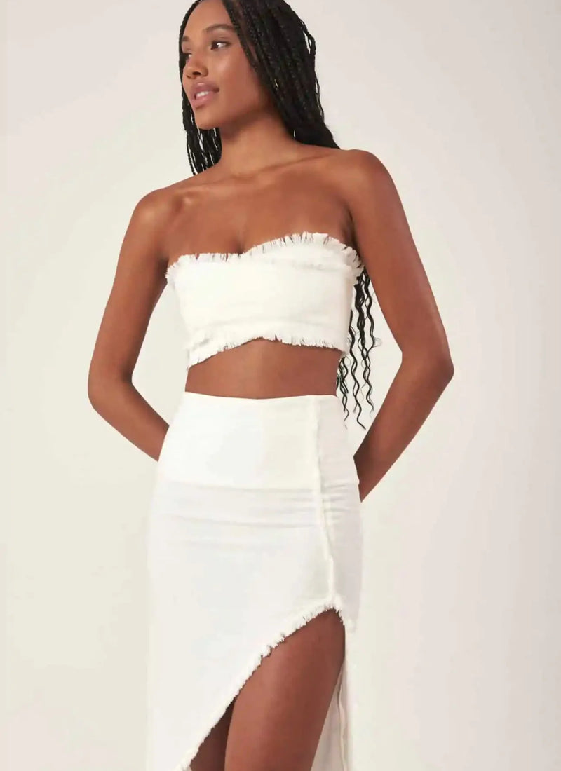 Saia de Linho off-white Desfiada