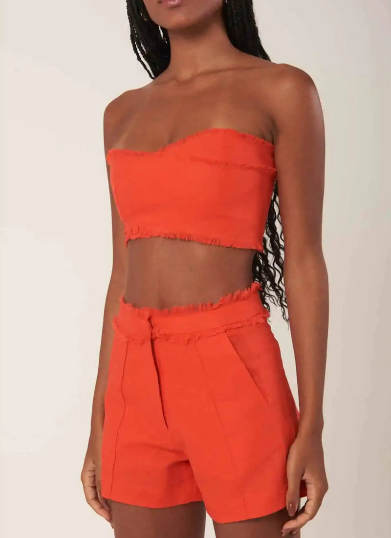 Top de Linho laranja-urucum Milena