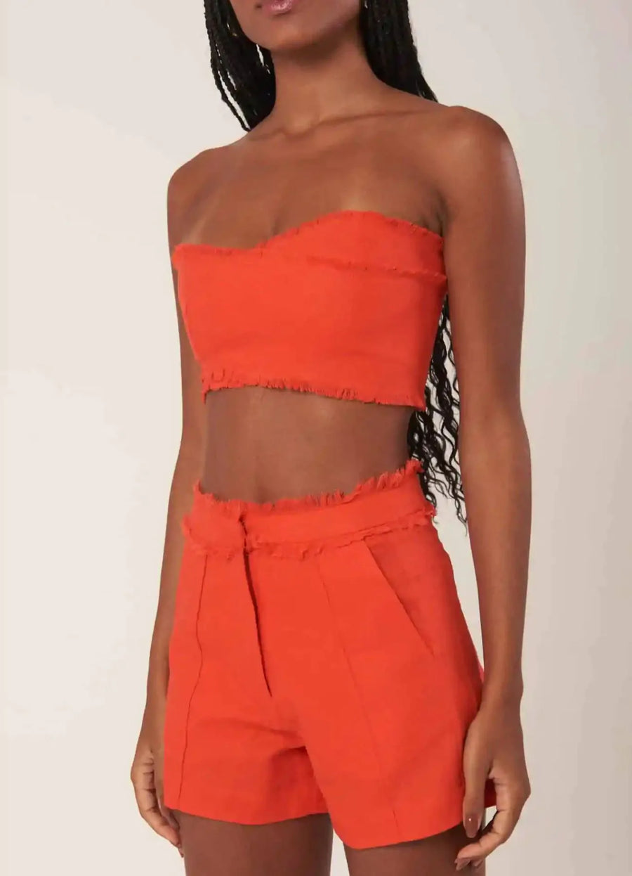 Top de Linho laranja-urucum Milena