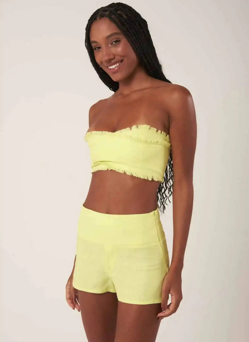 Short de linho verde-melão Paula