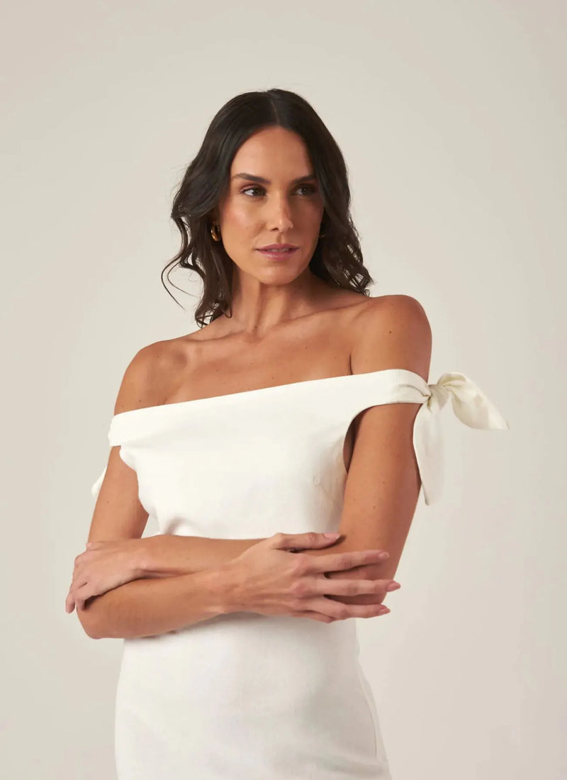 Vestido de Linho off-white Flávia