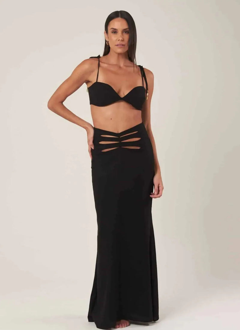 Saia de Linho preto Gabriela